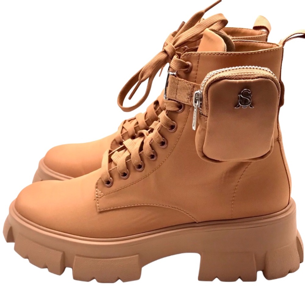 Steve Madden | Thora-P Chunky Sole Combat Boots with Ankle Pouch
